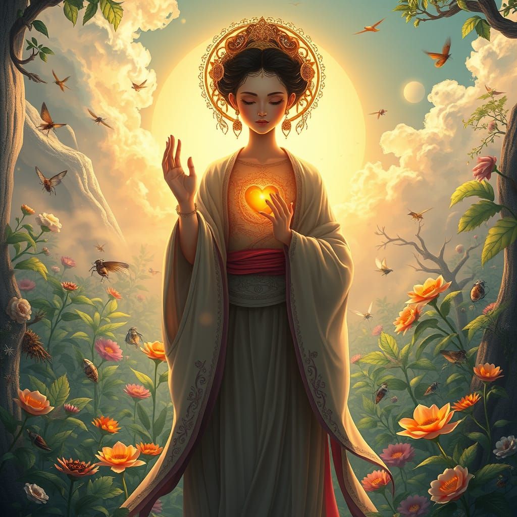 Serene Goddess of Love Radiates Warmth and Compassion