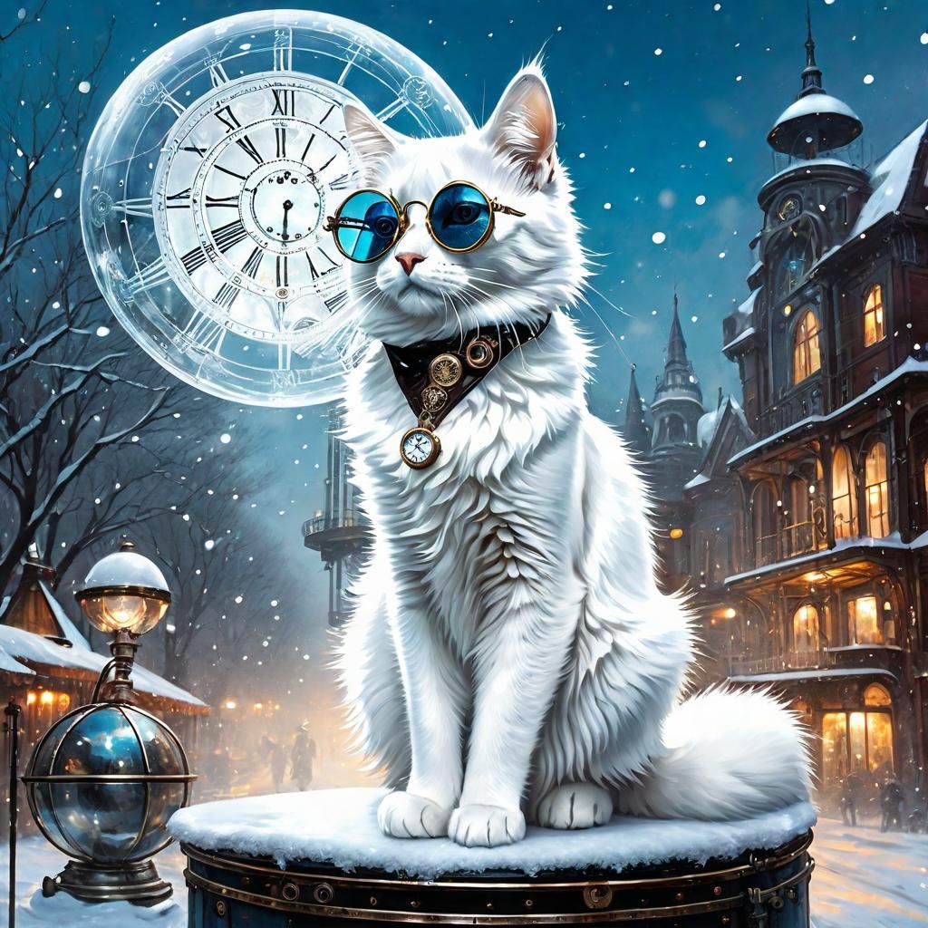 Icy Steampunk Wonderland with Cat and Disco Lady