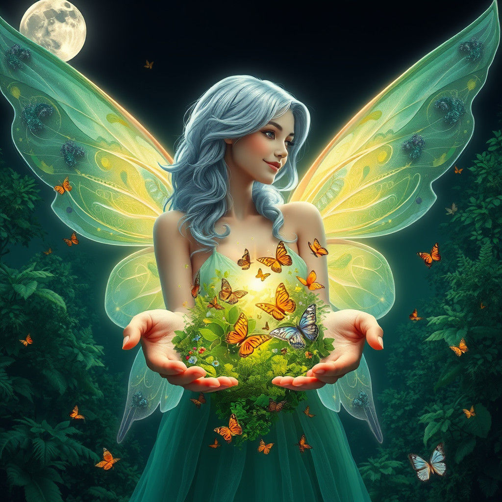 Ethereal Fairy Reveals Forest Under Moonlight