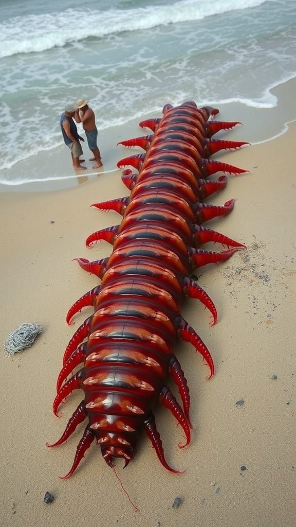 Vibrant, Translucent Sea Creature Unfurls on Sandy Beach