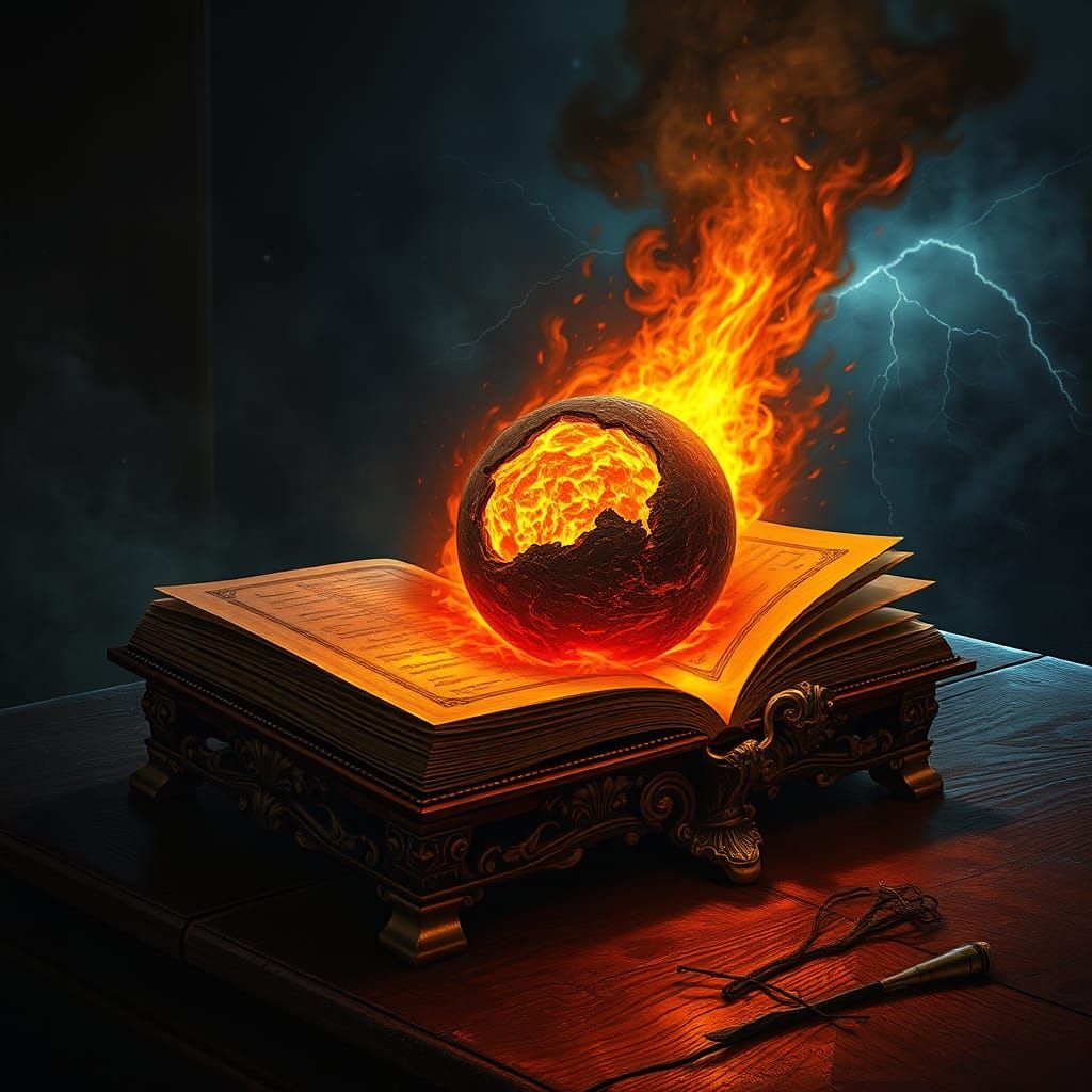 Apocalyptic Earth Erupts from Mystical Book