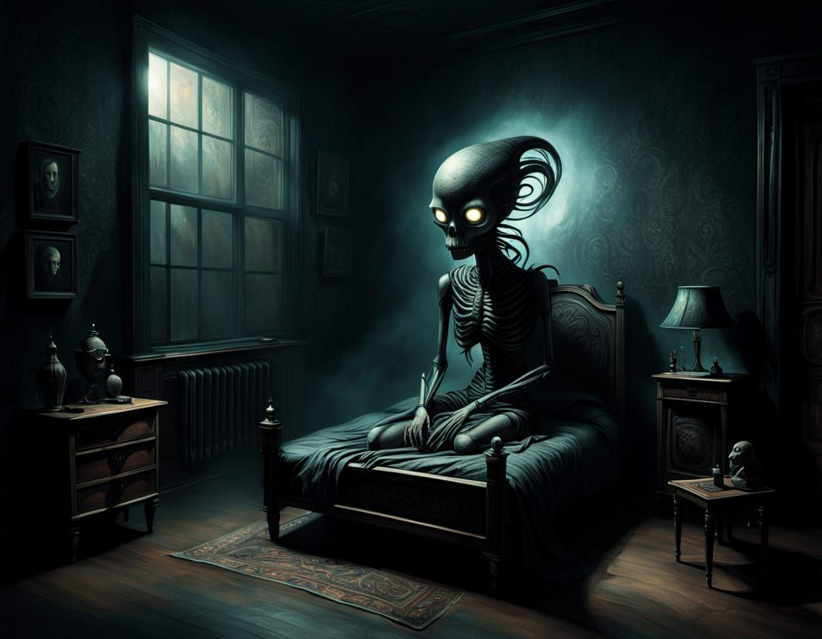 Sinister Creature Emerges from Dark Shadows in a Young Girl'...