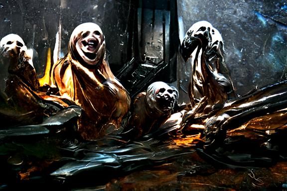 Evil Nuns Laughing: A Horror Art Masterpiece