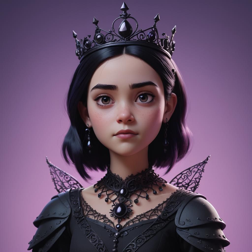 Goth Princess Portrait in Pixar Animation Style