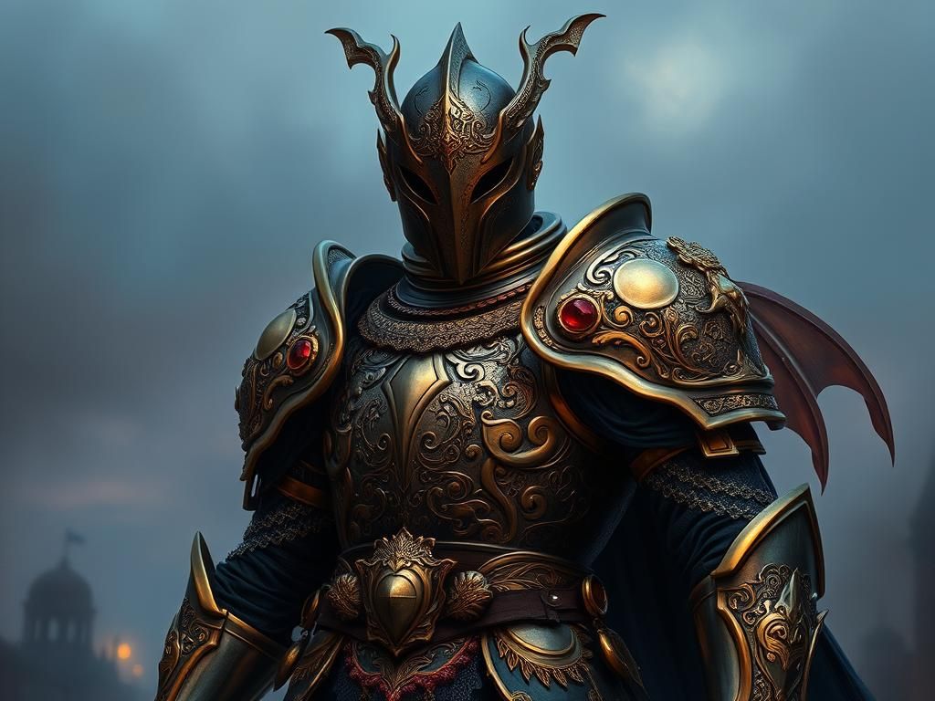 Brass Dragon Warrior in Art Nouveau Armor