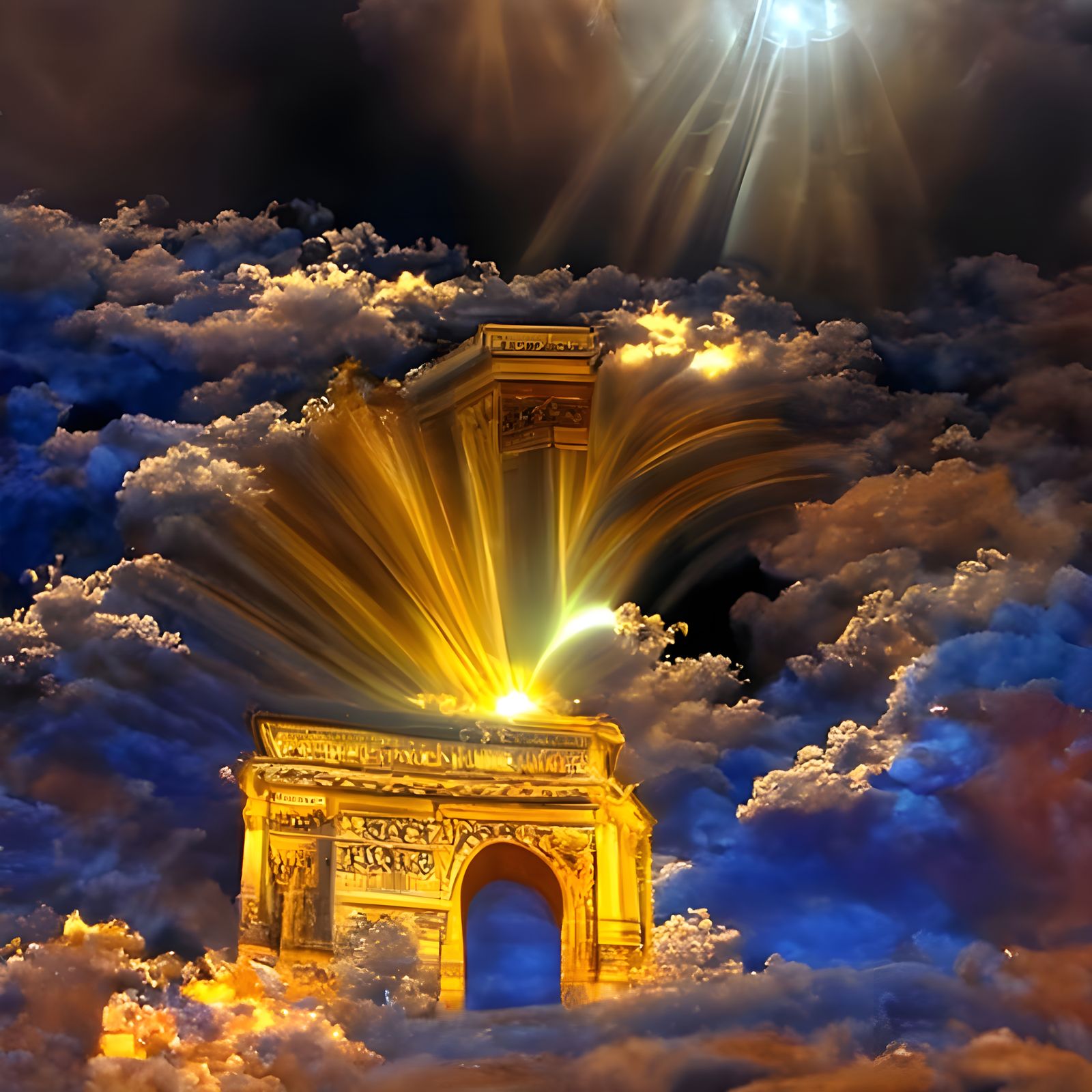 Arc de Triomphe at Night: Radiant Ukiyo-e Style