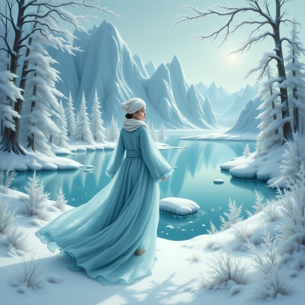 Frozen Lake Dreamscape in Aivazovsky Style