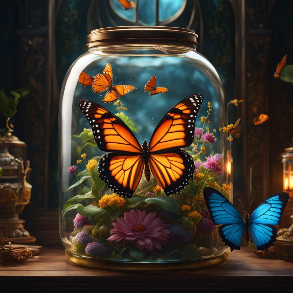 Butterfly in a Jar: Detailed Matte Painting