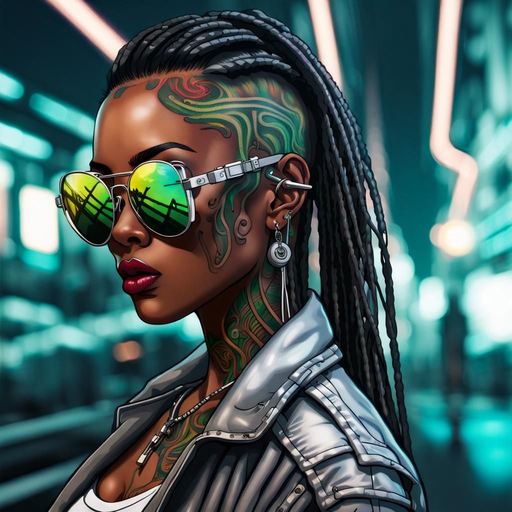 Cyberpunk Fixer with Light-emitting Tattoos