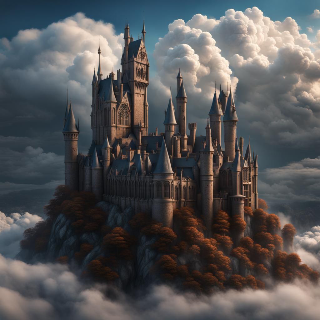 Hogwarts Castle on a Cloud, Digital Art