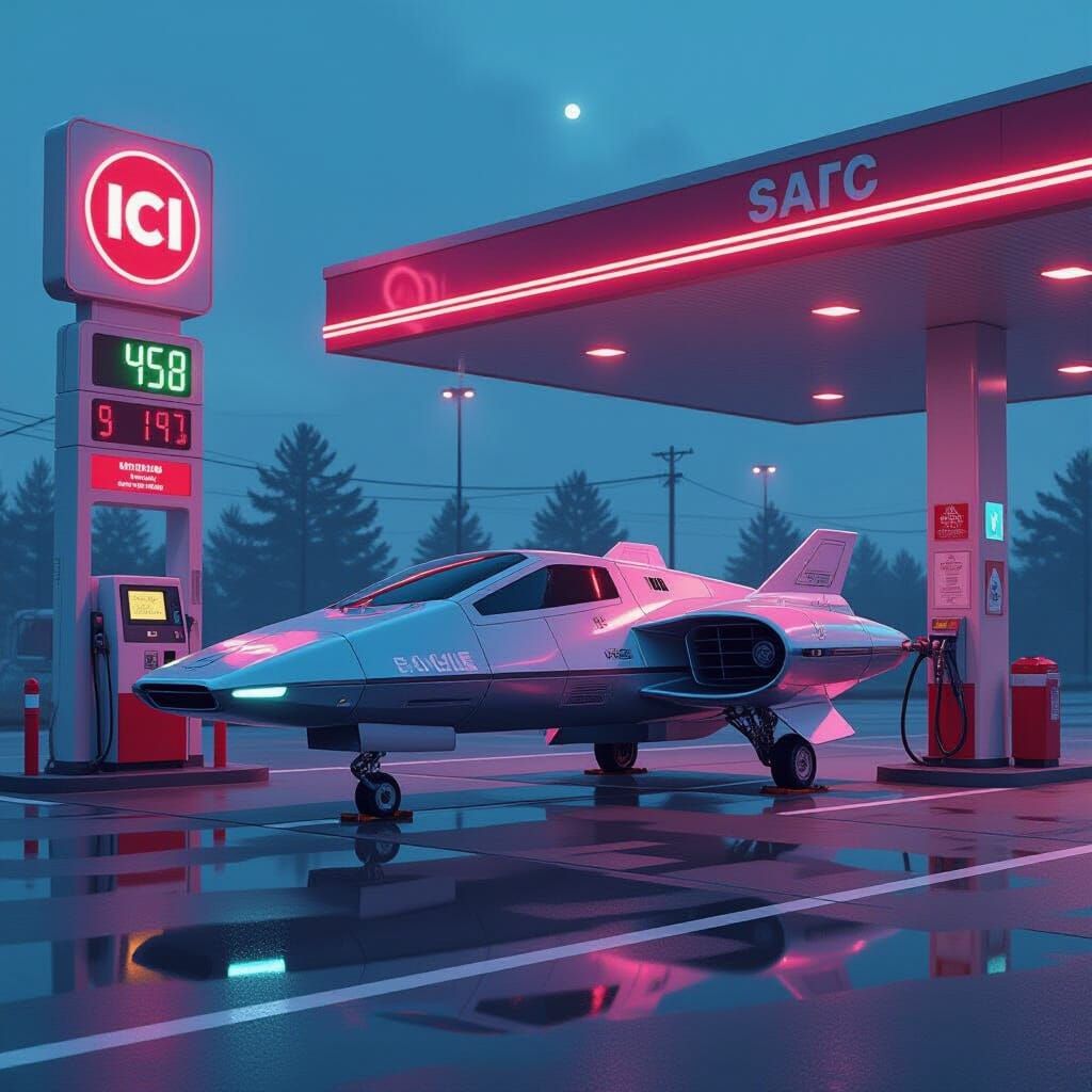 Eagle Space Transporter Refuels: Futuristic Sci-Fi Art