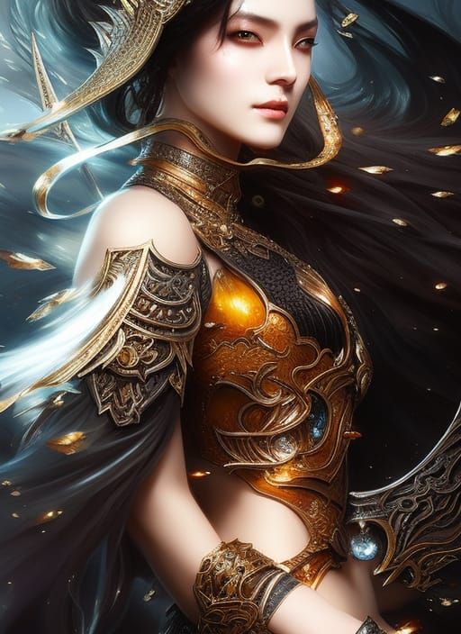 Fiery Draconic Empress in Detailed Fantasy Art