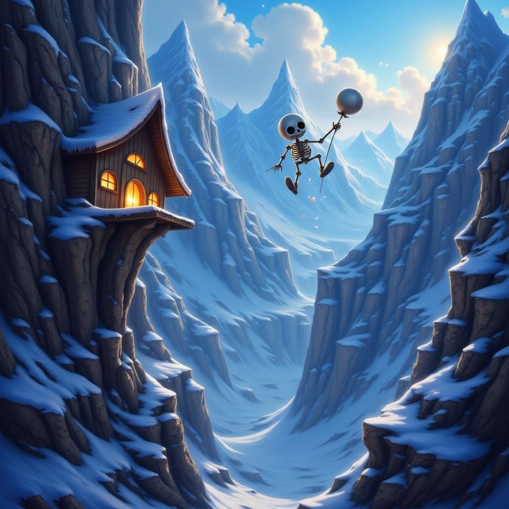 Little Skelly Tumbles Down Snowy Mountain