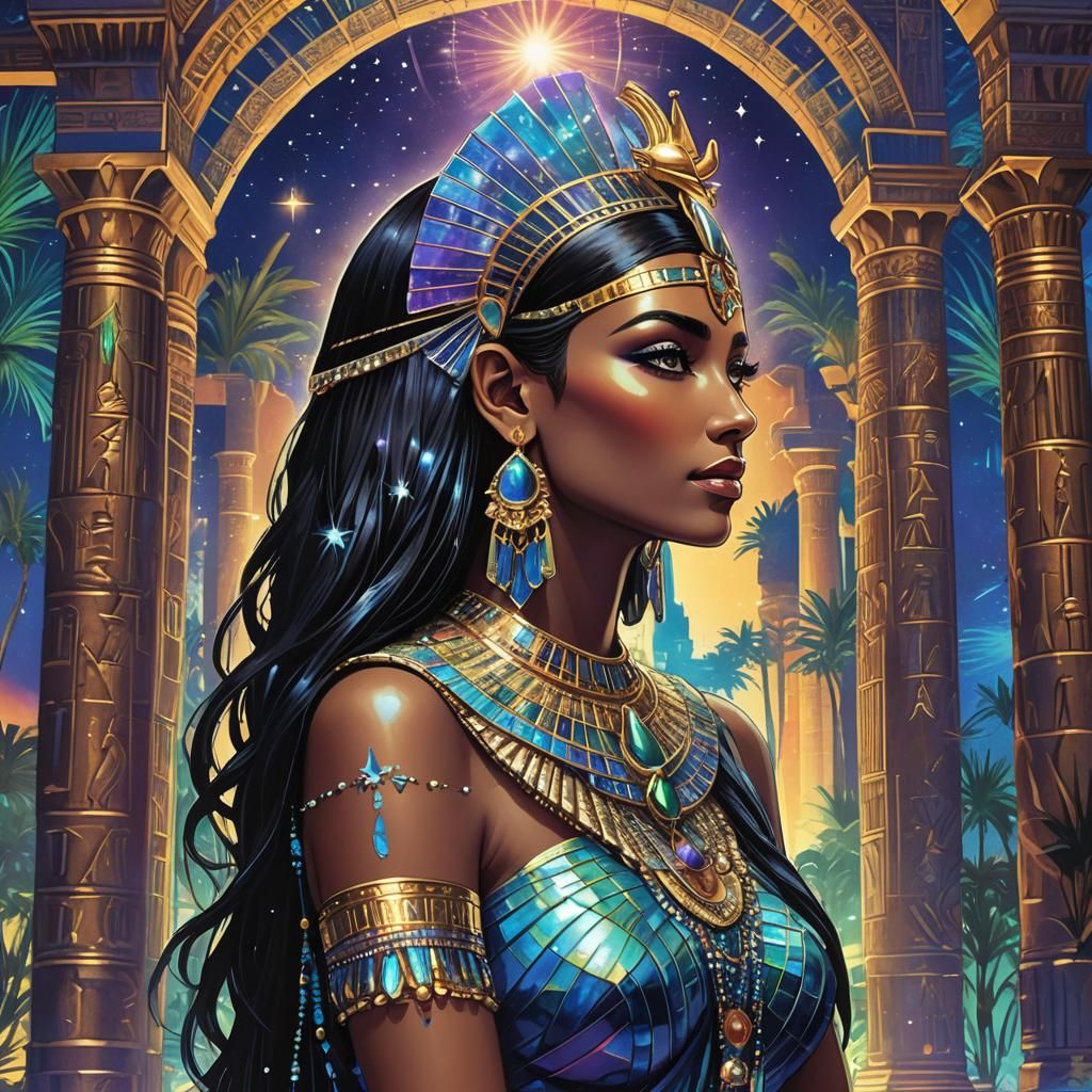 Egyptian Queen in Blacklight Silhouette