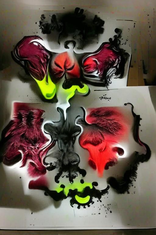 Vibrant Red Rorschach Test in Mixed Media