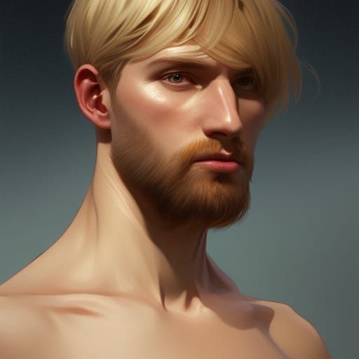 Blonde Man Portrait in Hyperdetailed Digital Art