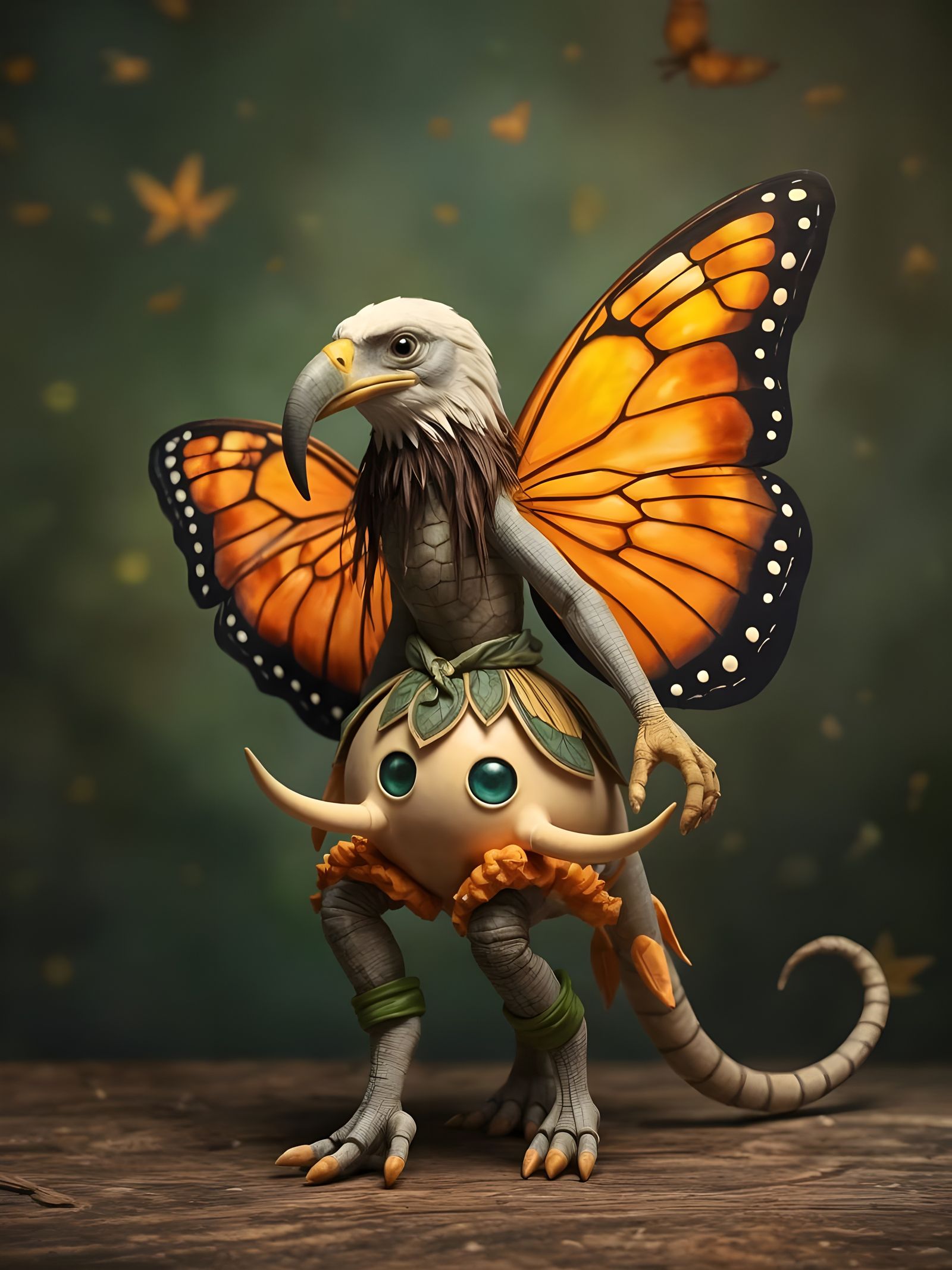 Hybrid Fairy Creature: Eagle, Lizard, Butterfly, Elephant