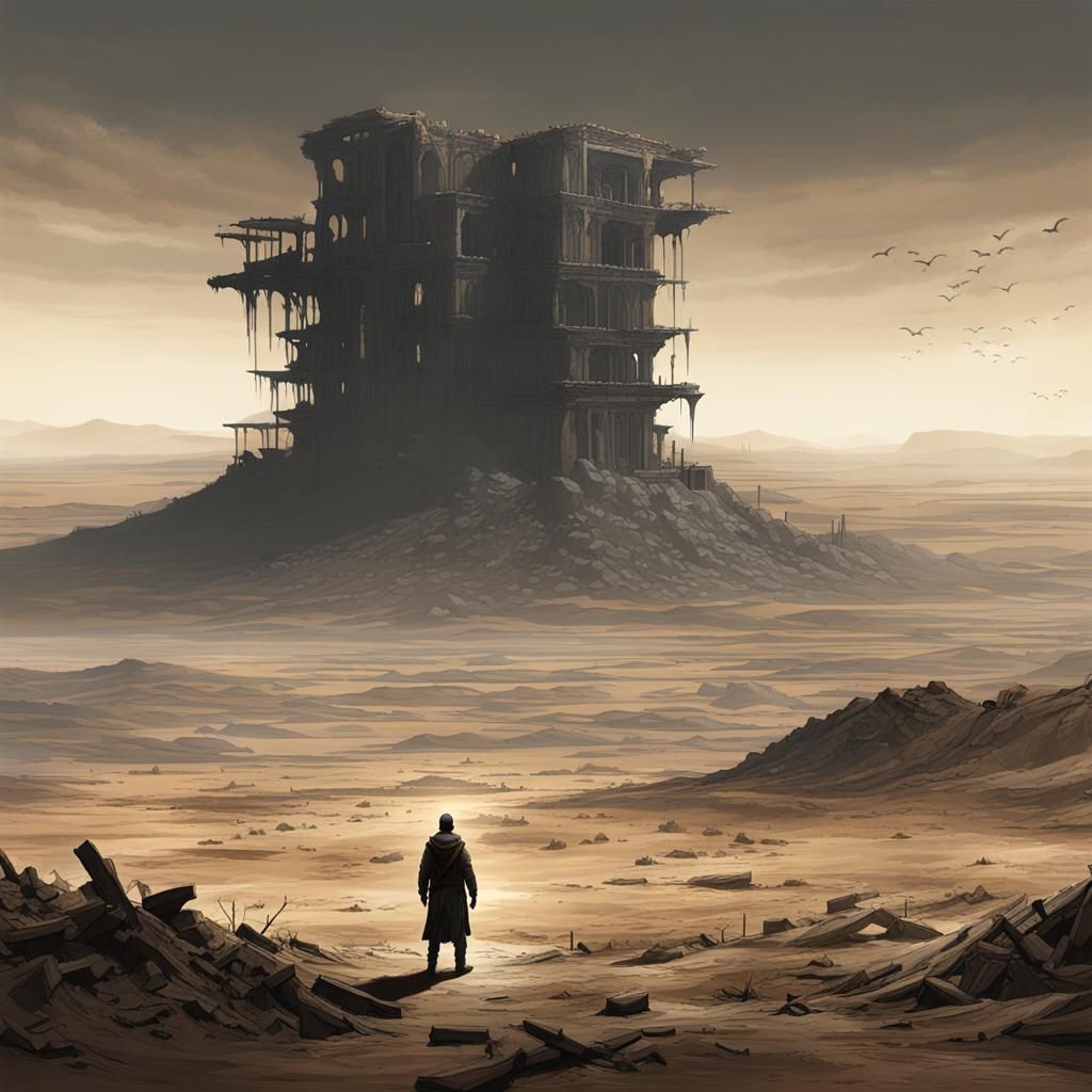 Post-Apocalyptic Survivor Gazing at Horizon