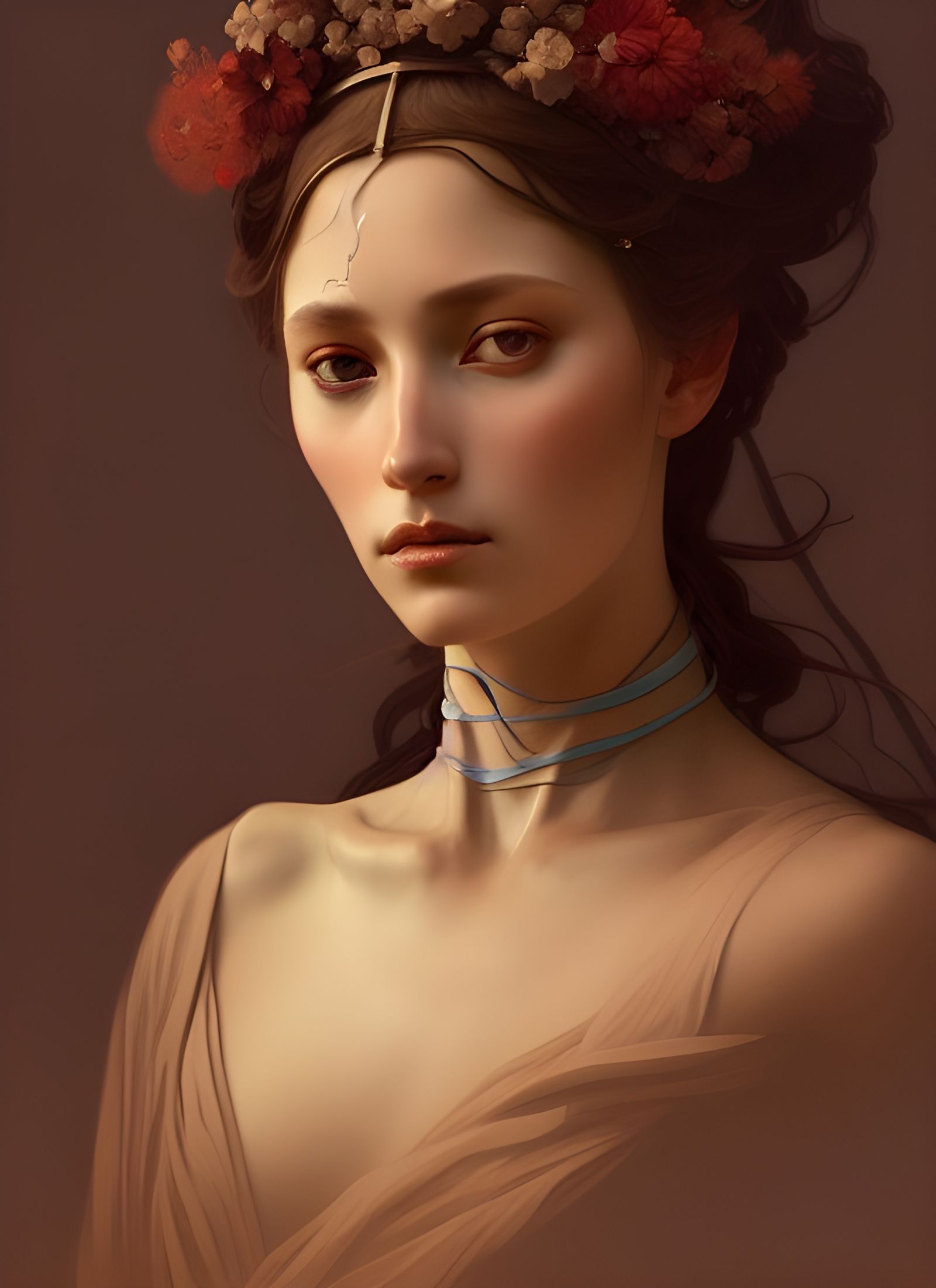 Ancient Greek Woman Portrait in Watercolor Style