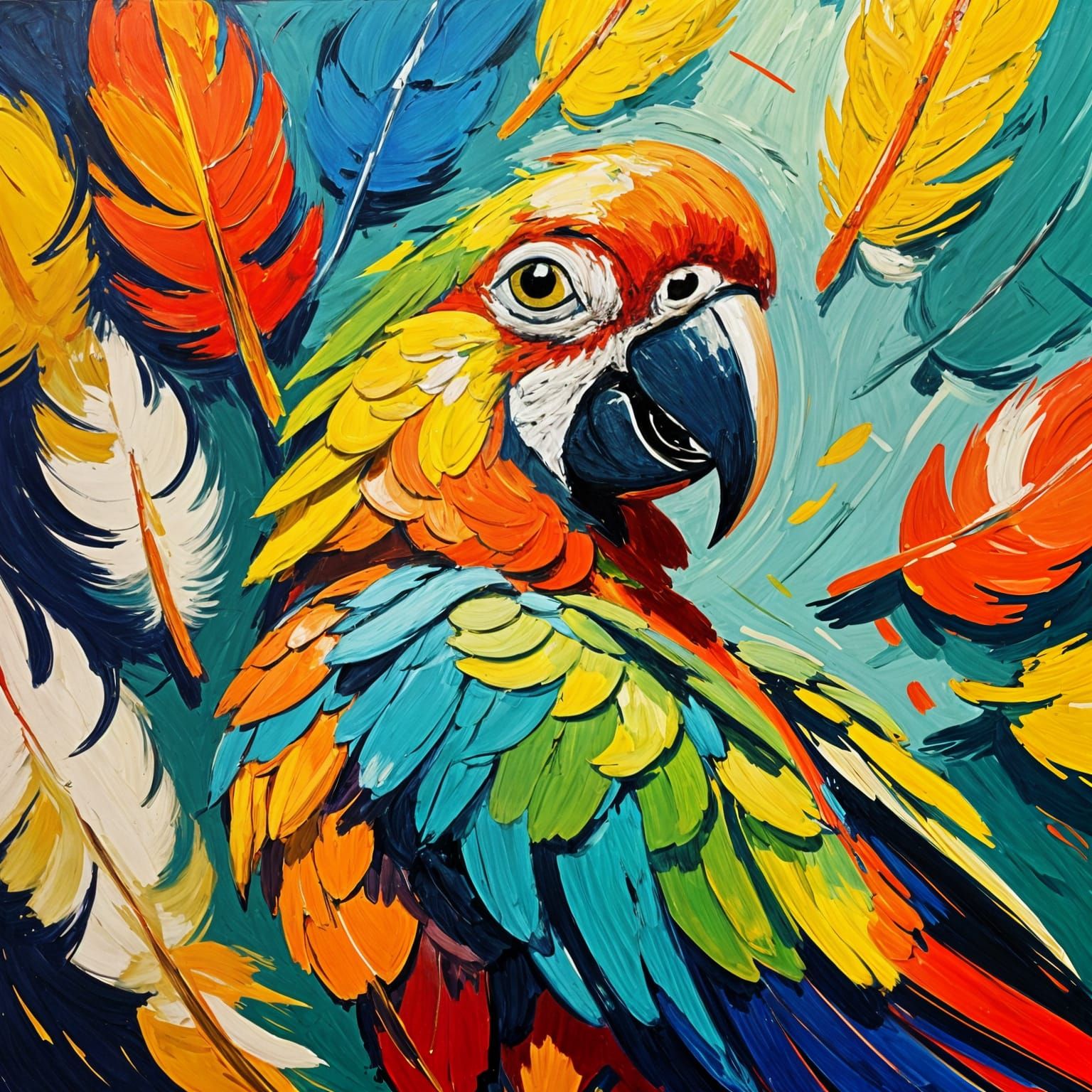 Expressive Parrot in Vibrant Fauvist Style