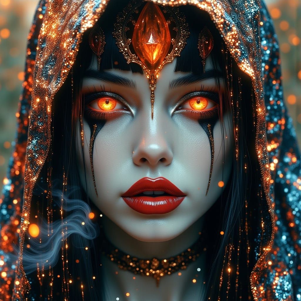 Demonic Goddess of Greed in Psychedelic Surrealism