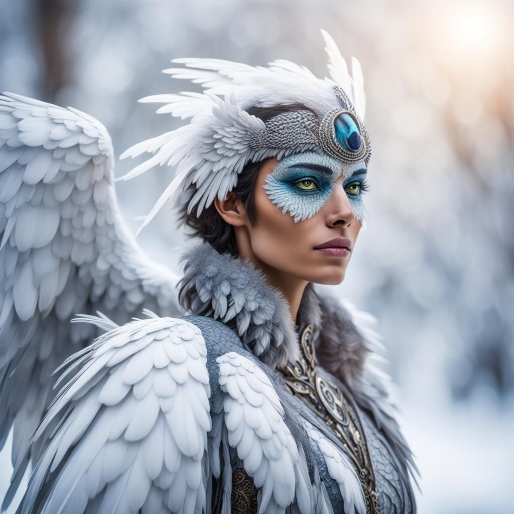 A beautiful snowy Harpy