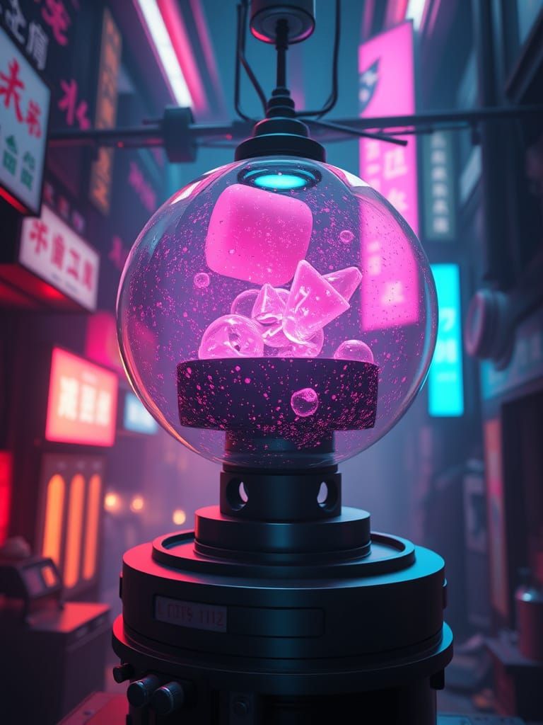 Hyperrealistic Bubble Gum Reactor in 3D Anime Art