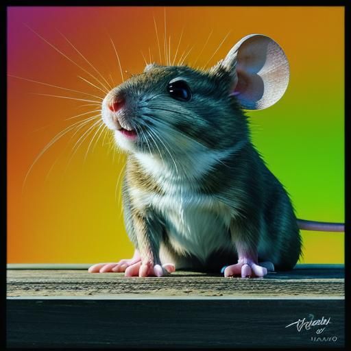 Mouse Gazes Upward: Hyperrealistic Splash Art