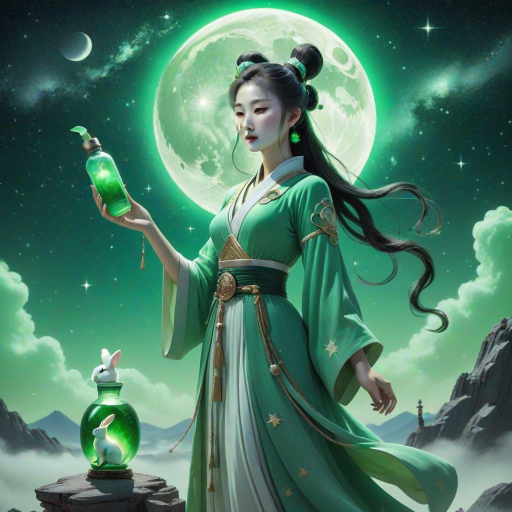 Chang'e and Jade Rabbit on the Moon