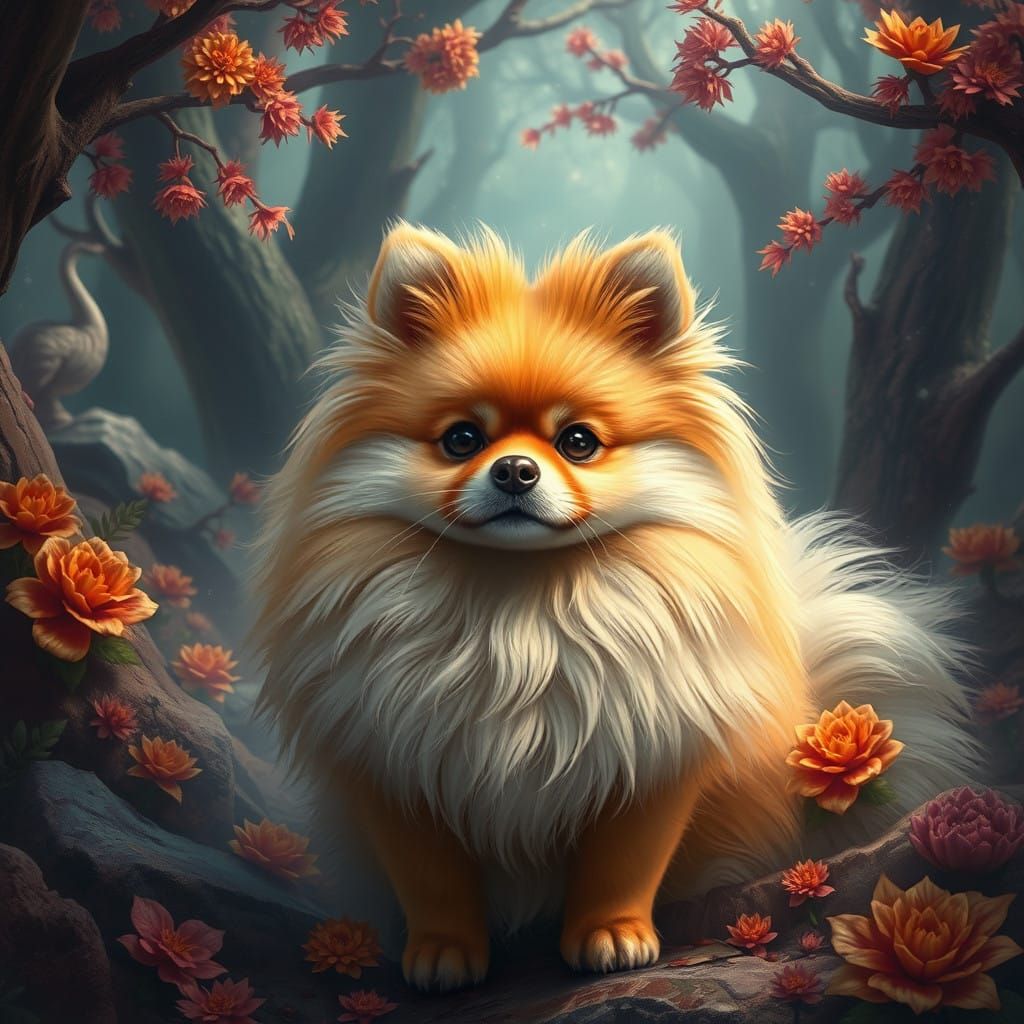 Regal Pomeranian in Dreamlike Fantasy World