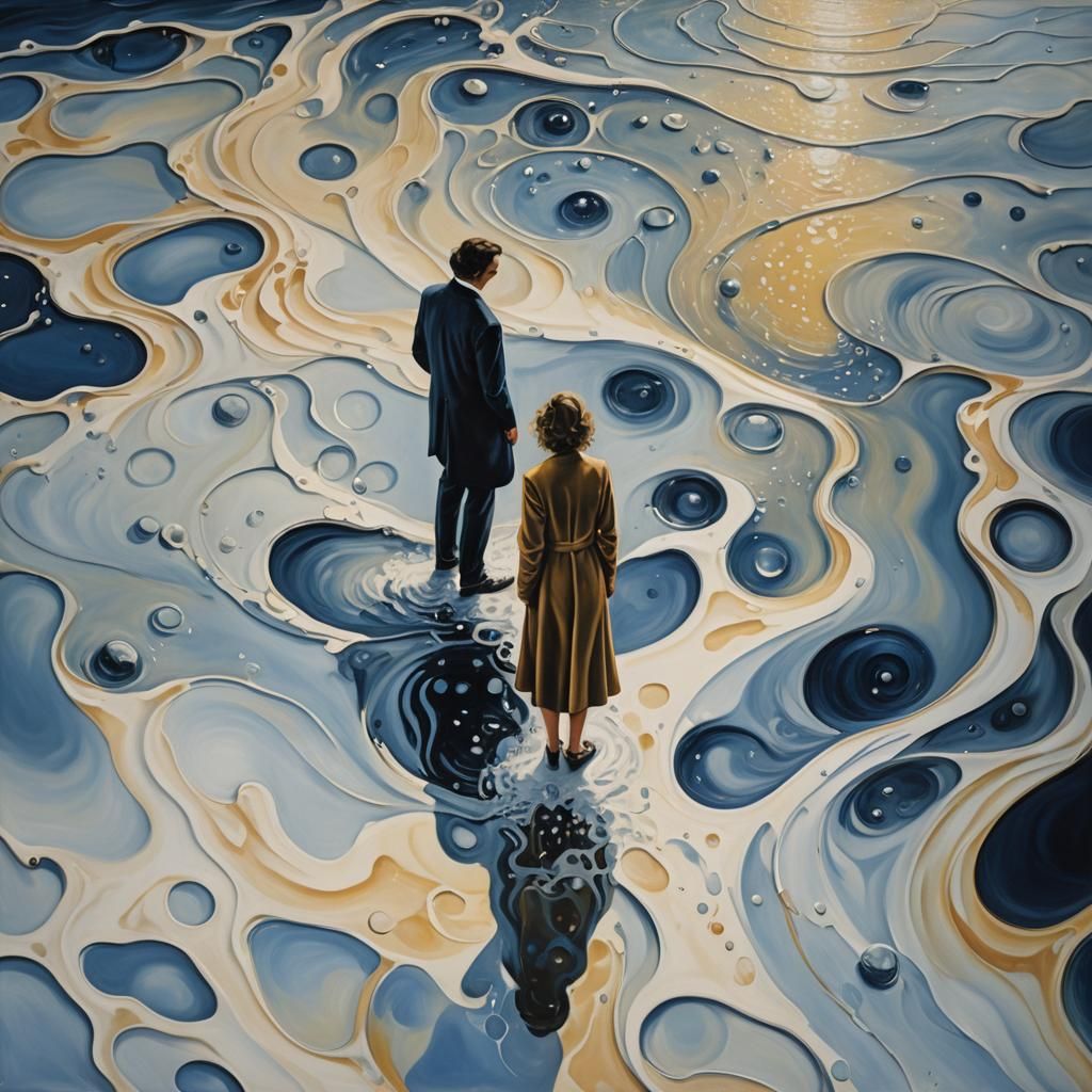 Surreal Seascape with Melting Forms in Dreamy Lighting