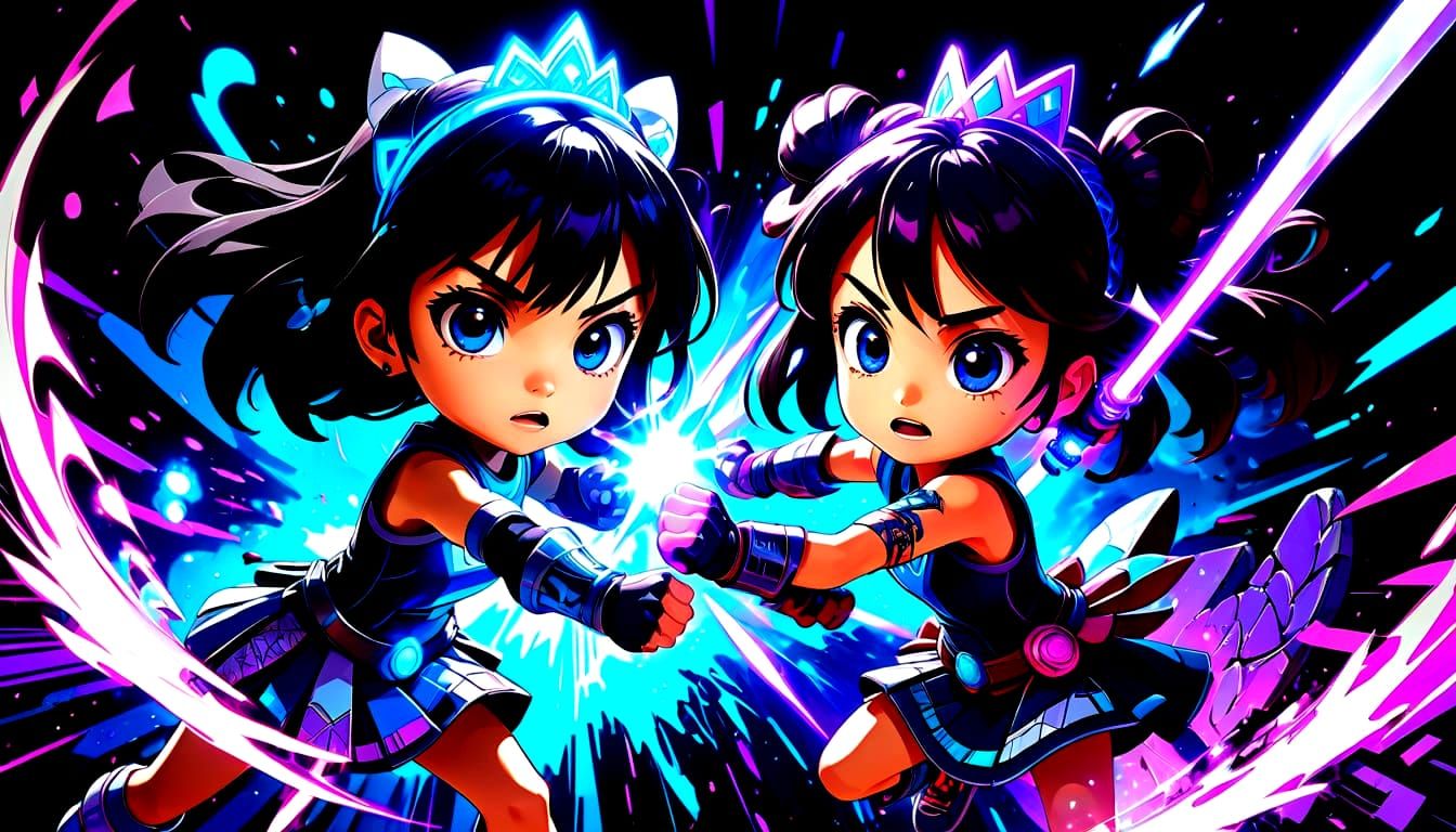 Anime Princess vs Fallen Warrior in Dynamic Showdown