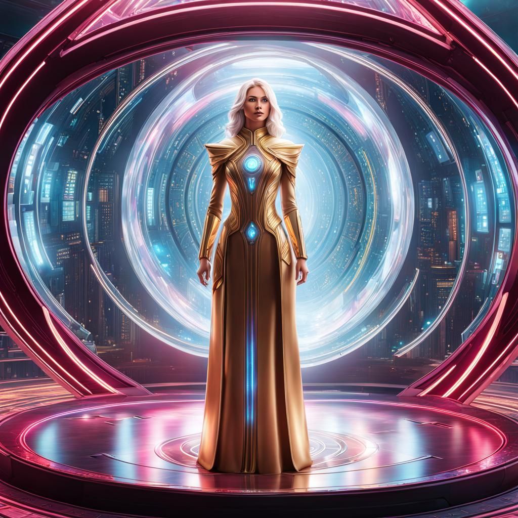 Futuristic Hologram in High-Tech Healing Chamber