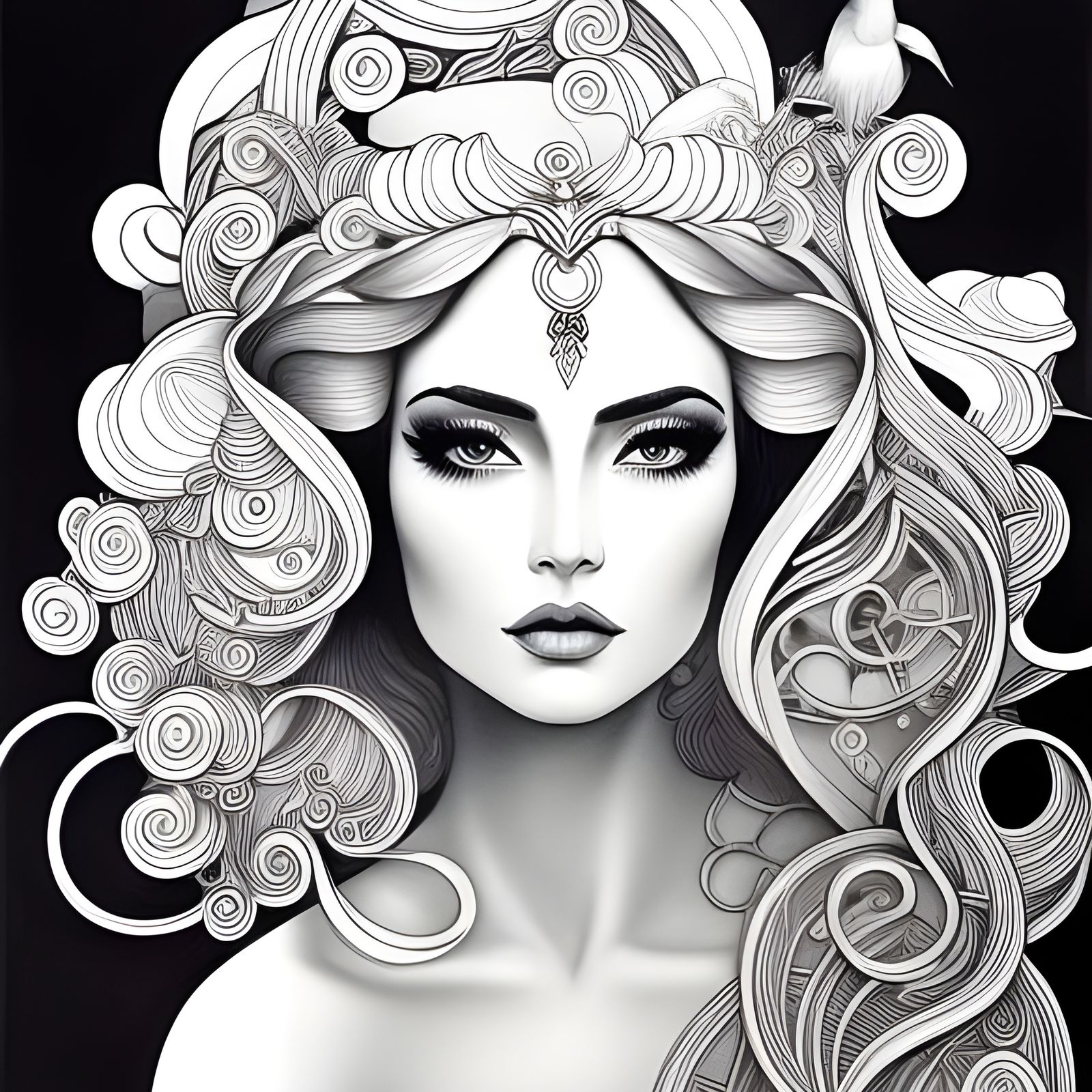 Princess Portrait in Art Nouveau Style