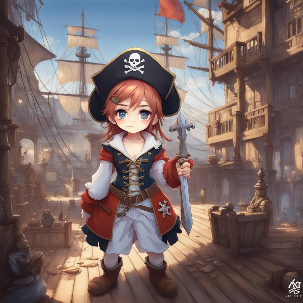 Anime Pirate Bride in 3D Rendering