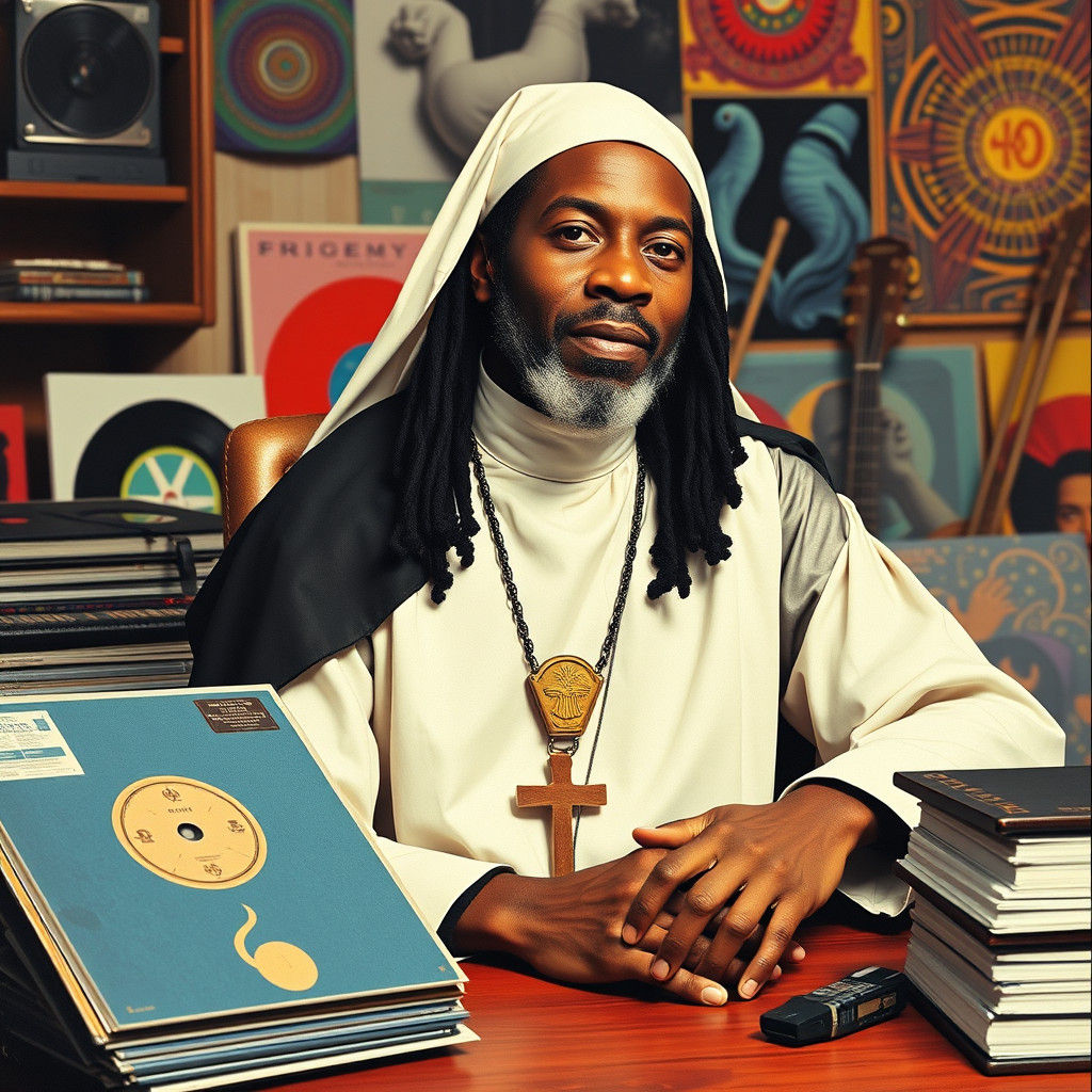 Sly Stone as Monk in Psychedelic 60s Art