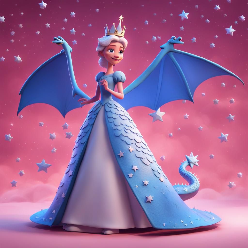 Woman on Dragon in Front of Castle: 3D Digital Art