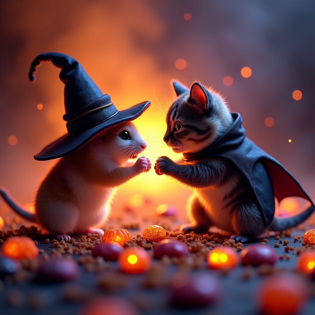 Halloween Hamster and Cat Candy Brawl