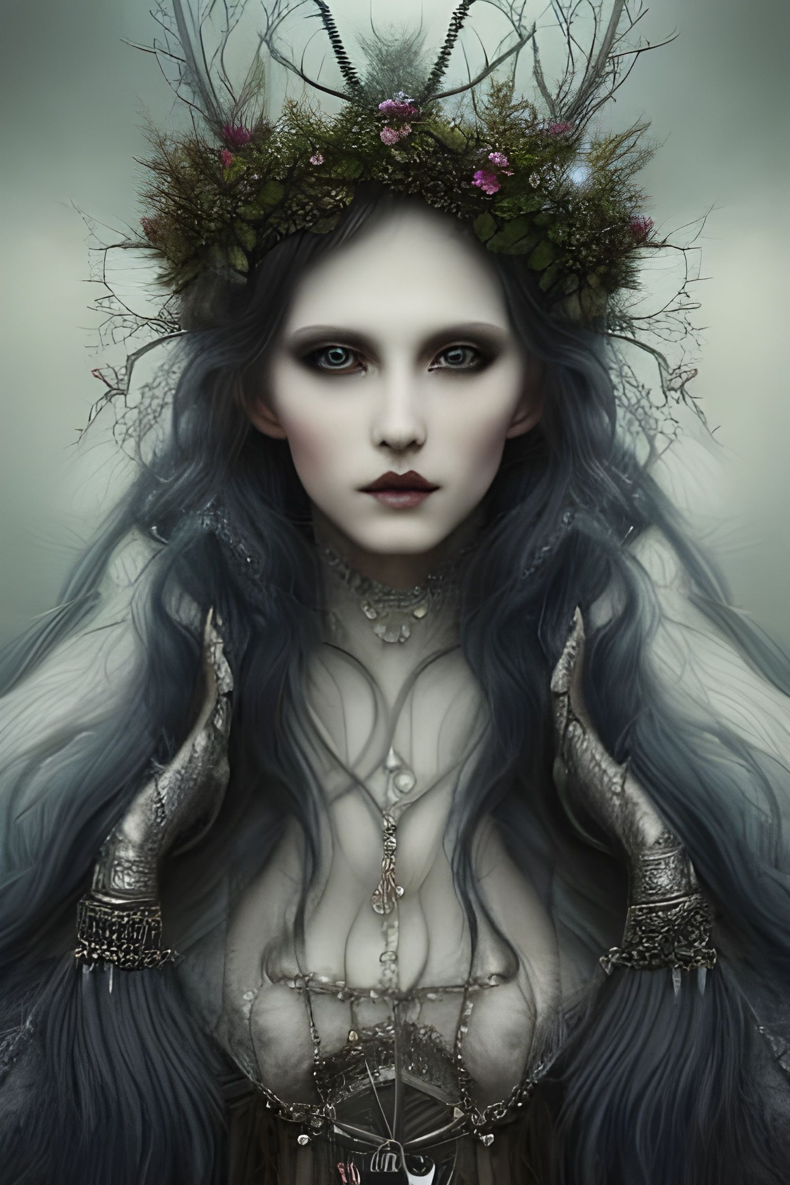 Winter Witch Goddess in Hyper-Detailed Digital Art