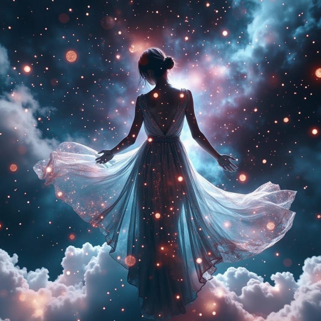 Ethereal Star Sower in Dramatic Cosmic Scene