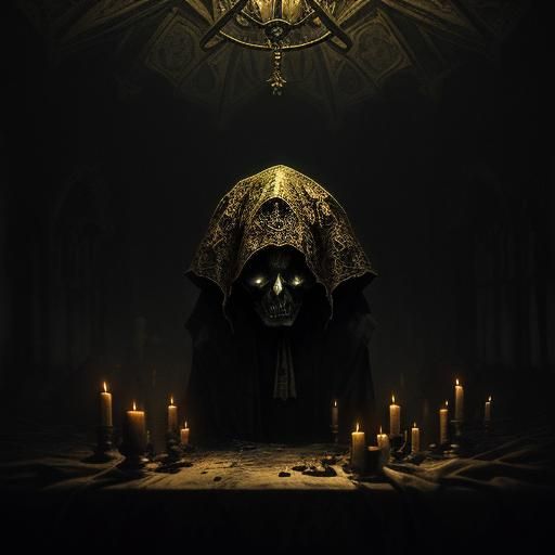 Gothic Horror: Miser in Ornate Chamber