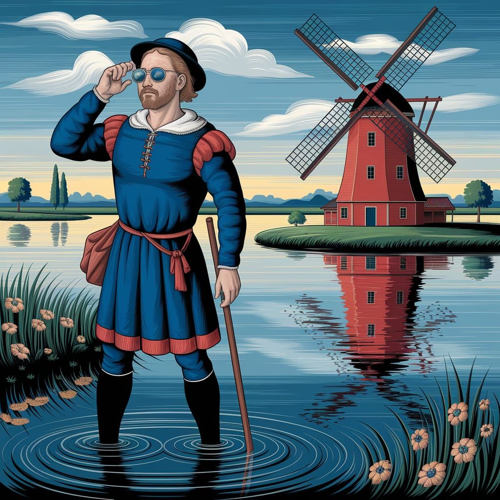 Northern Renaissance Farmer Contemplates the Flooded Field