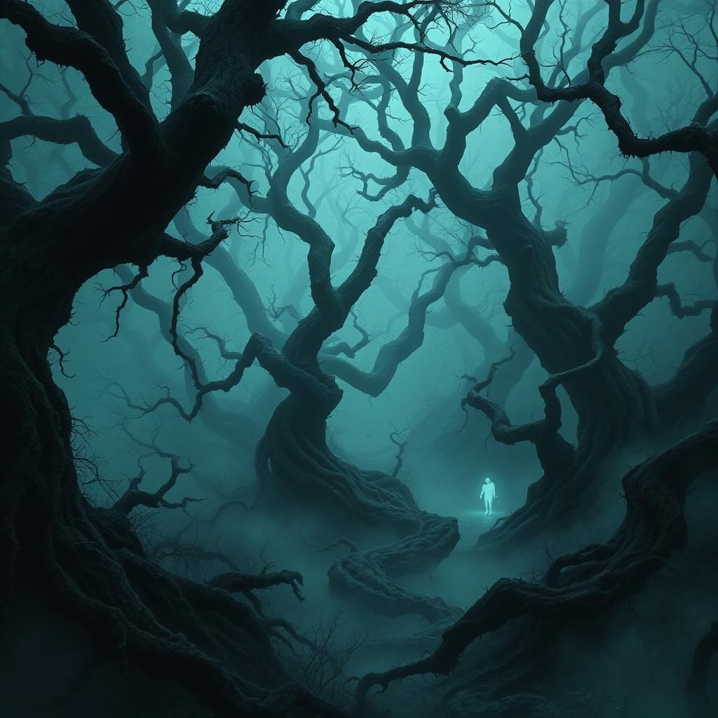 Eerie Mystical Forest Landscape in Digital Painting Style