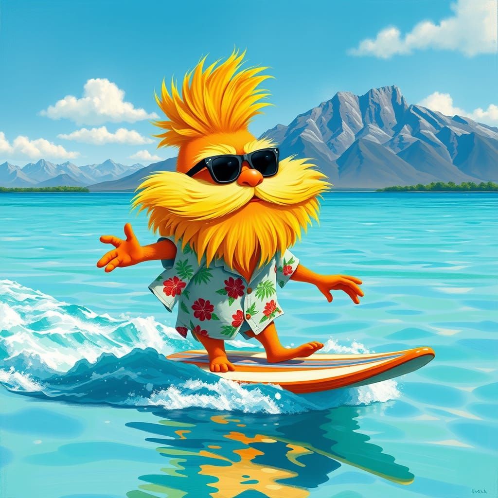 The Lorax Surfing in Style, Colorful Art