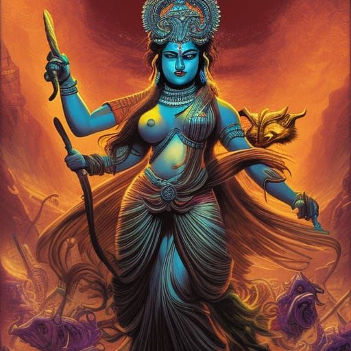 Mahishasura Mardhini in Comic Book Style