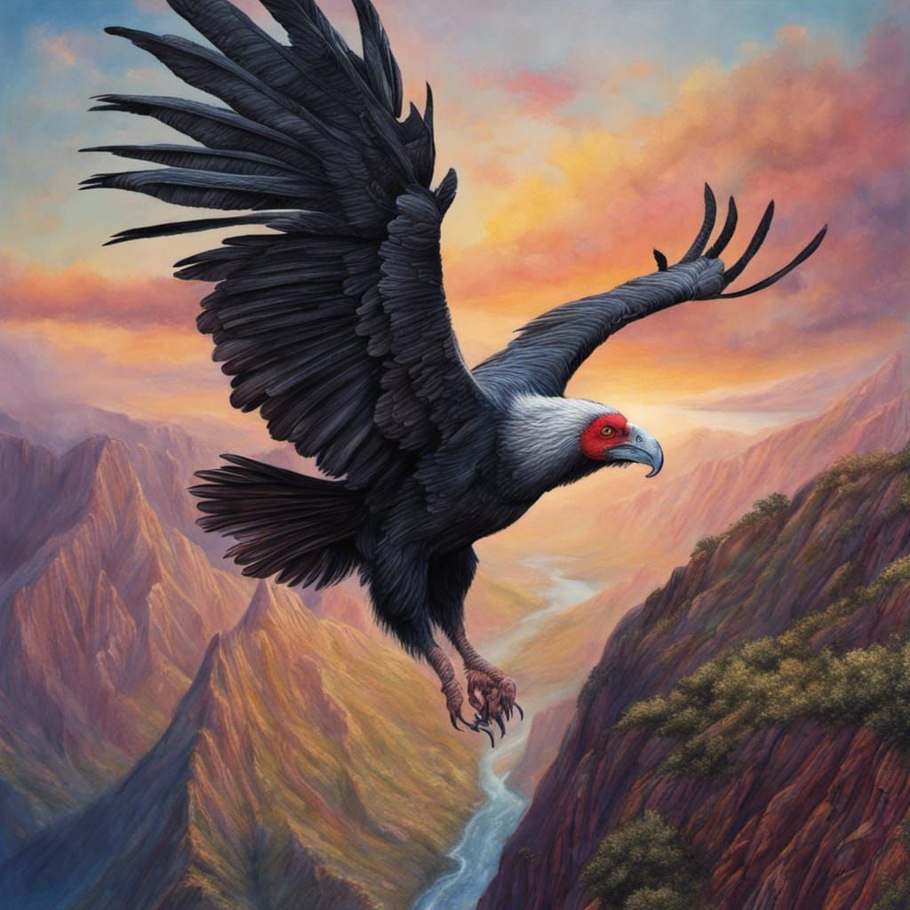 Andean Condor in Oil Pastel Fantasy Art