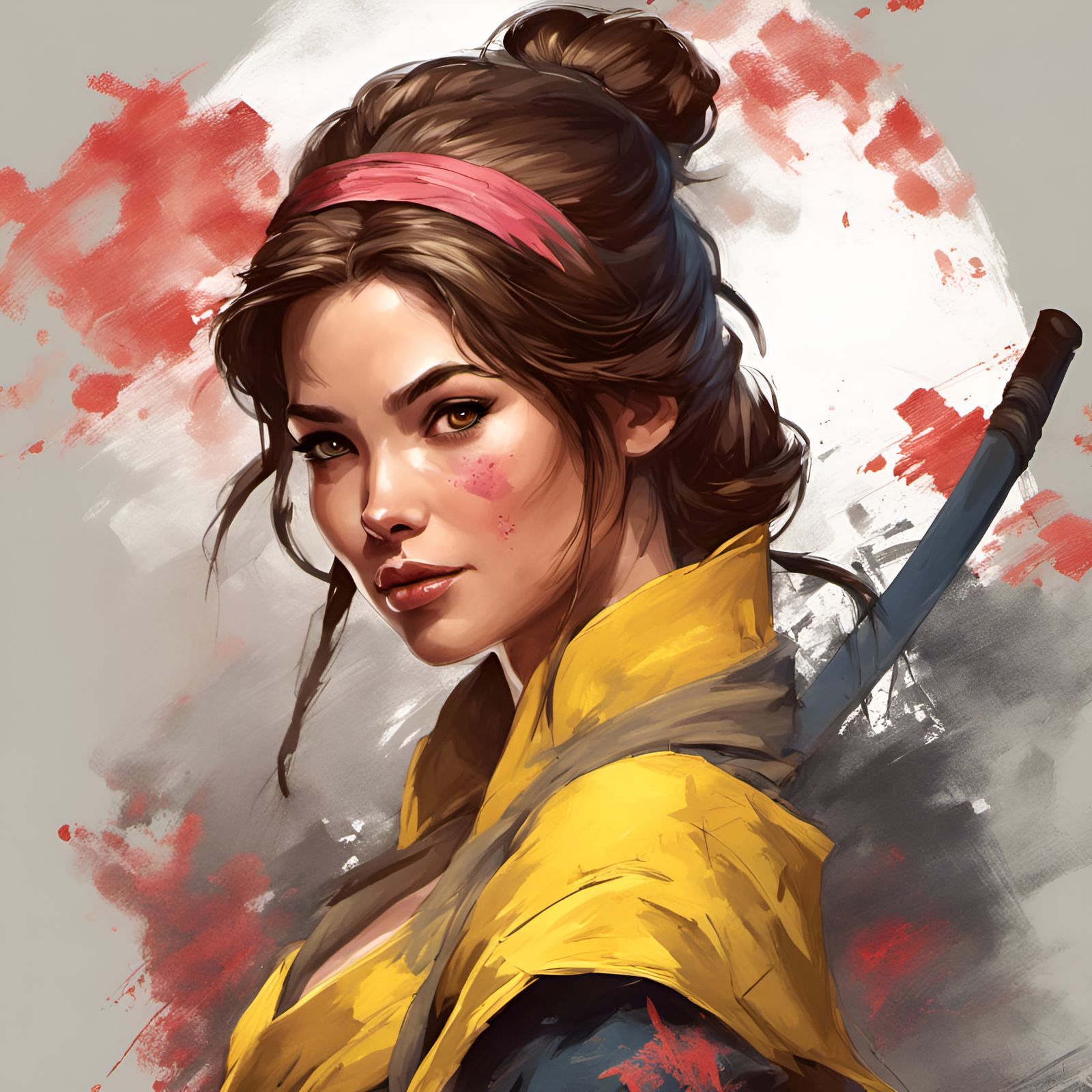 Princess Belle as Ninja: Digital Art Portrait