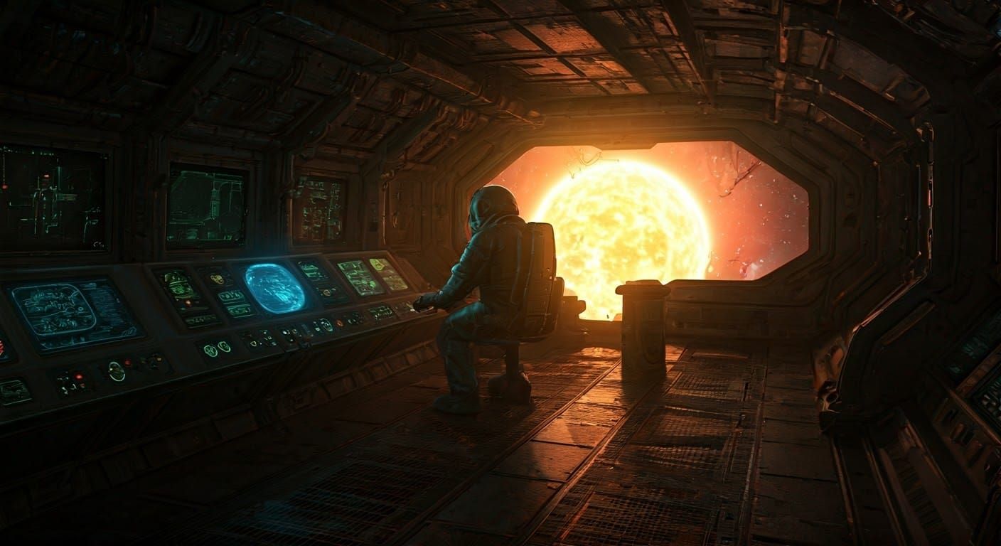 Astronaut in Decaying Spaceship During Supernova