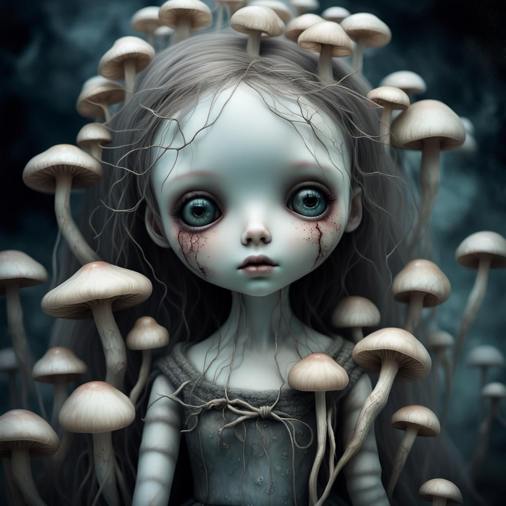 Scarred Doll in Desolate Dreamscape, Surrealism