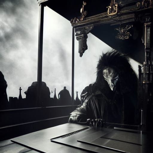 Goth Icons Pose by Magazine Rack in Dark Fantasy Art